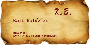 Kali Balázs névjegykártya