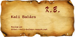 Kali Balázs névjegykártya